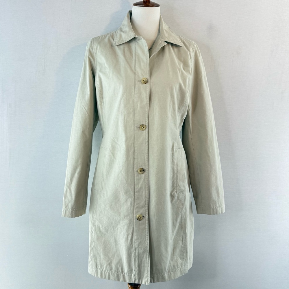 Eddie Bauer Light Khaki Classic Cotton Nylon Button Front Rain Jacket